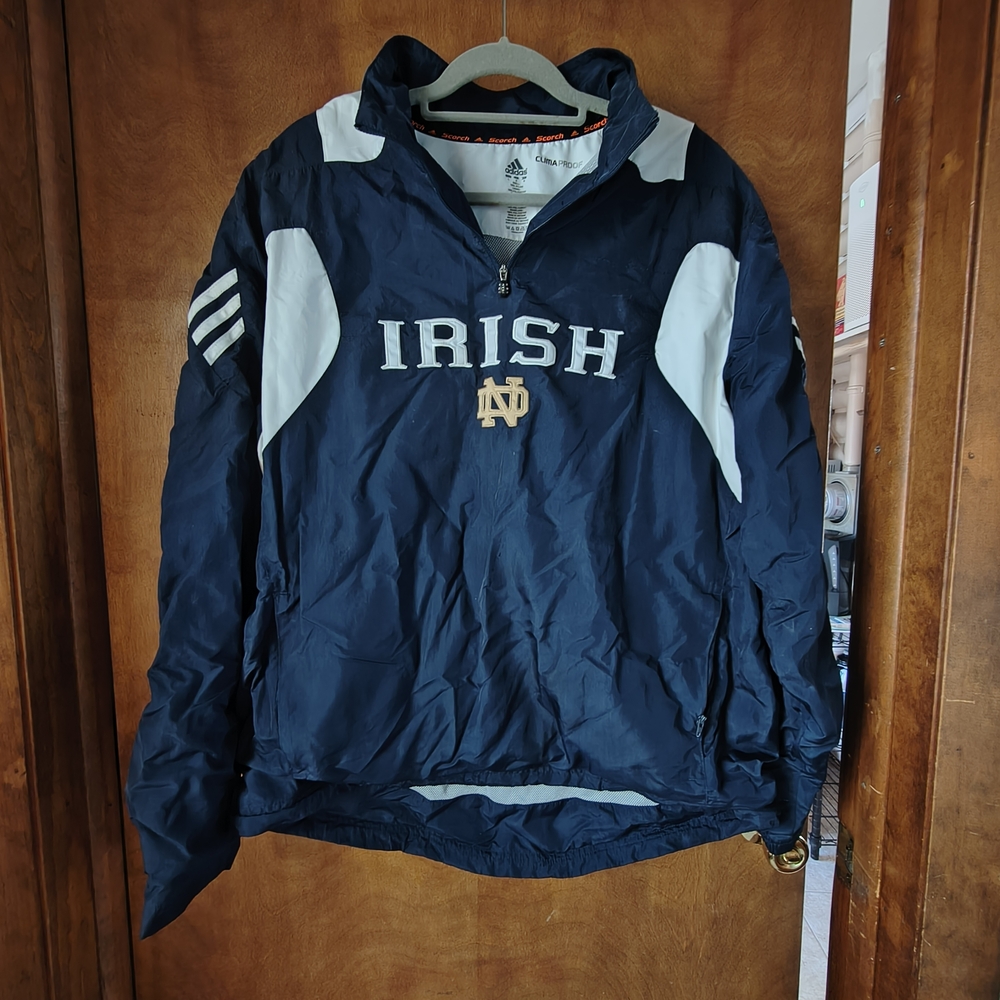 Notre Dame Irish Navy Pullover Windbreaker Jacket Made By Adidas